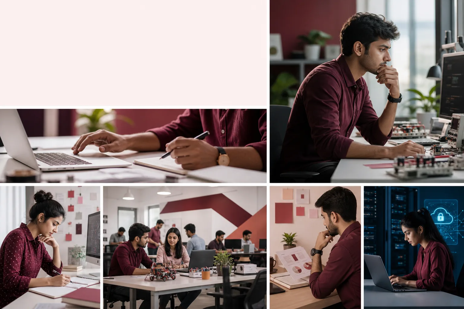 Analytical learning desk with abstract charts and project materials